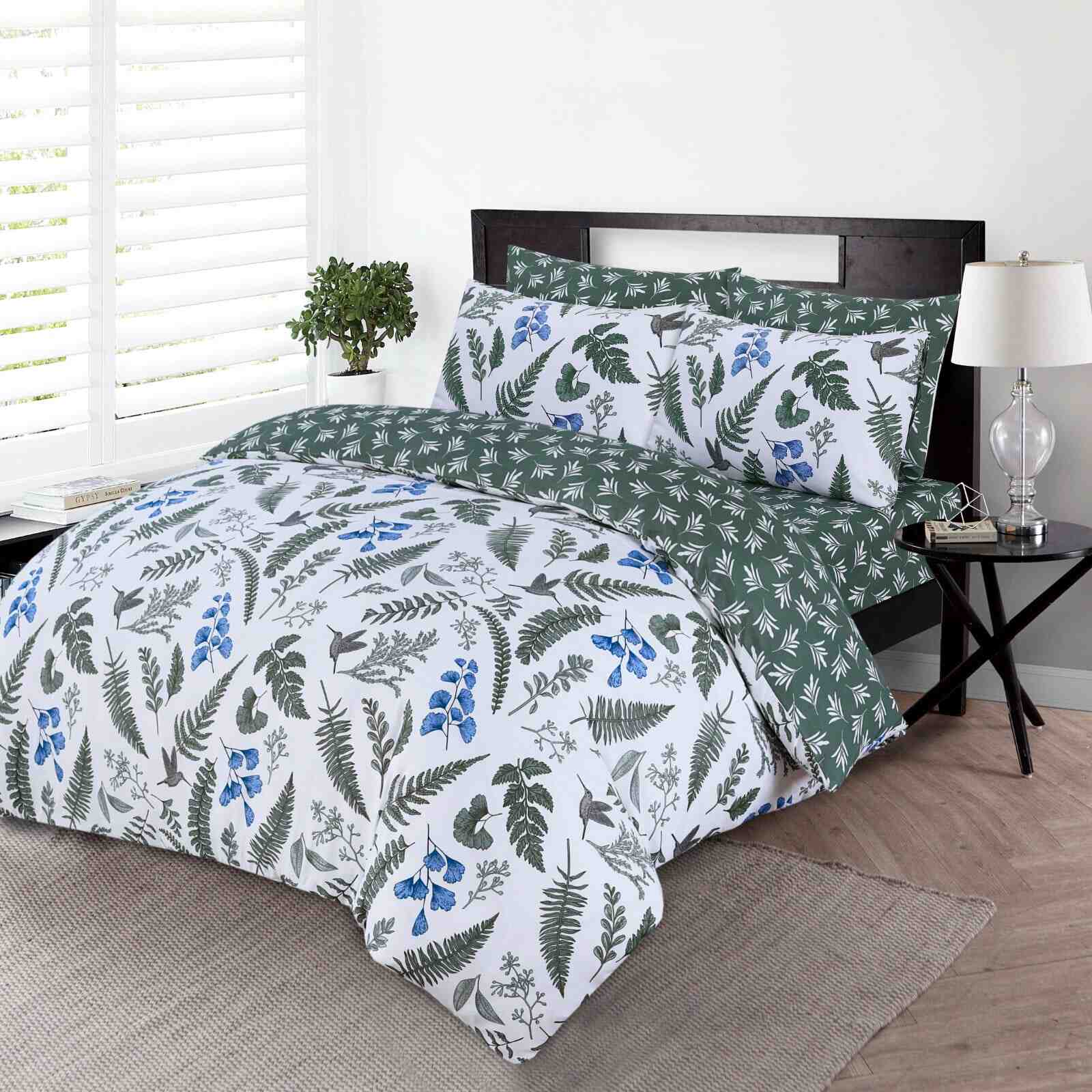 4 Piece Complete Bedding Set Duvet Cover Set With Fitted Bed Sheet & Pillowcases - Emerald Haven