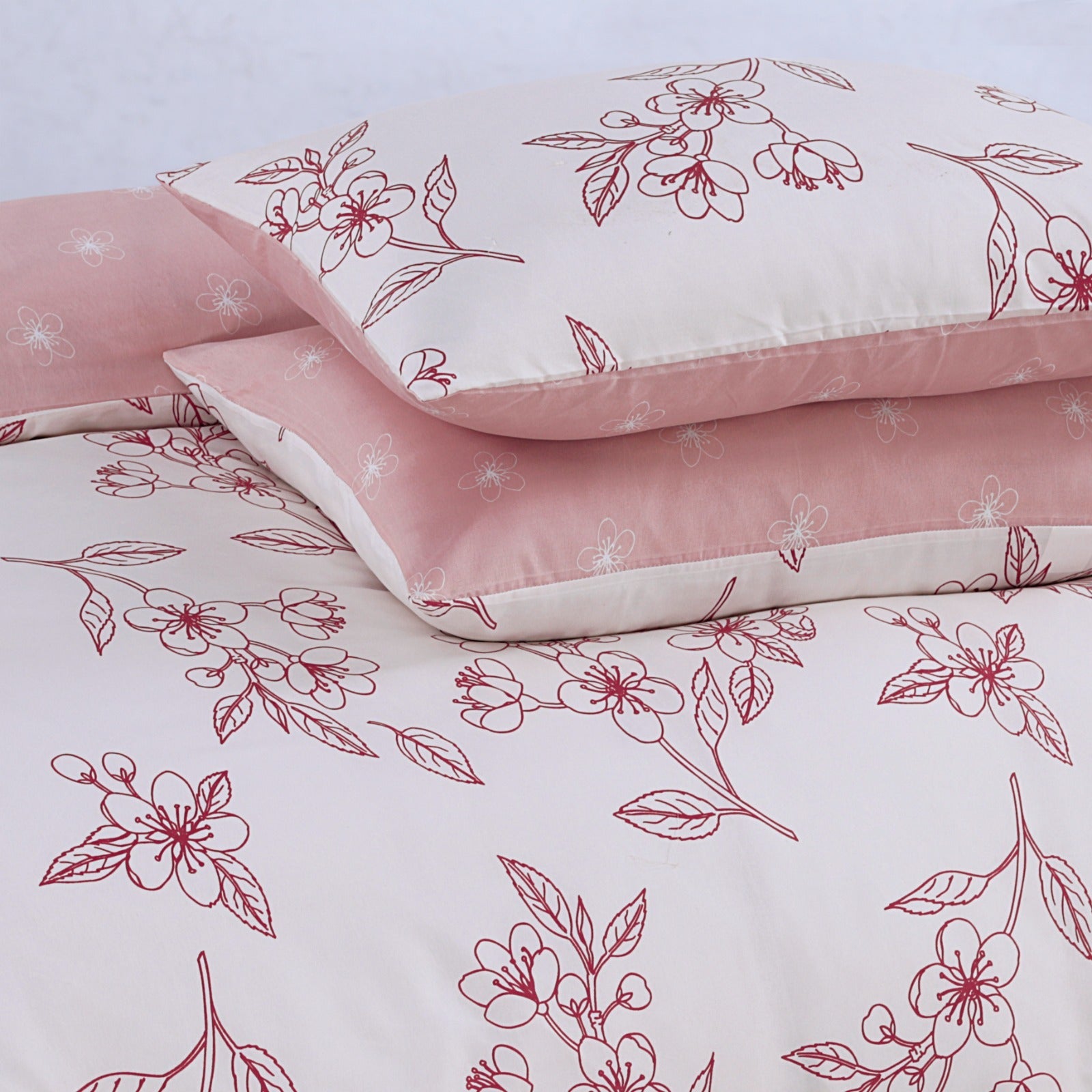 4 piece bedding set with sepia bloom pattern