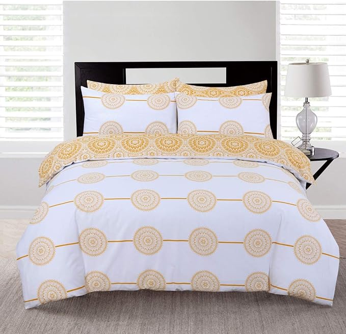 Retro Mustard Print Reversible Cotton Duvet Quilt Cover