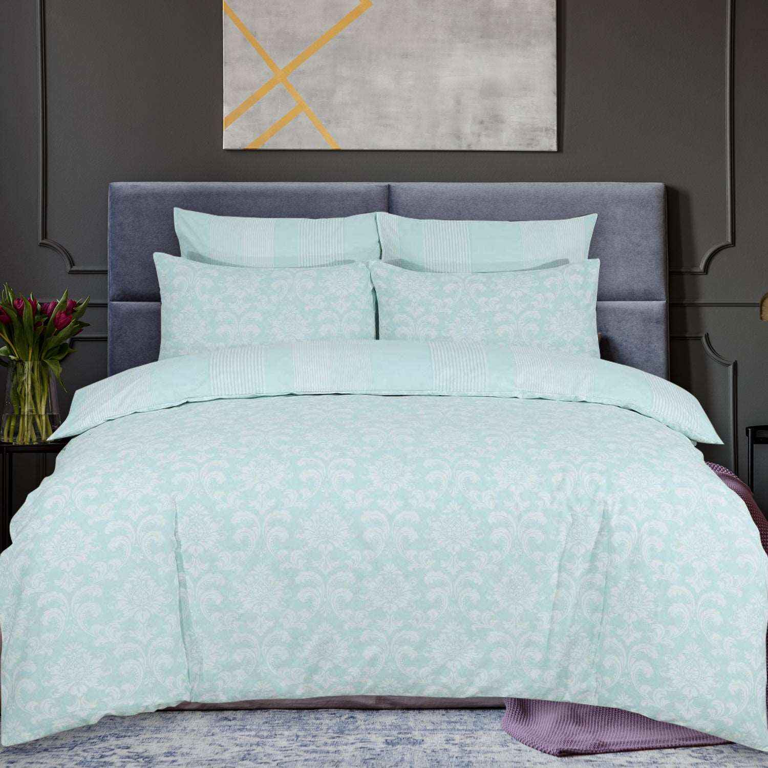 Istanbul Duck Egg Duvet Cover Set | 100% Cotton | Stylish Print MODAWAVE