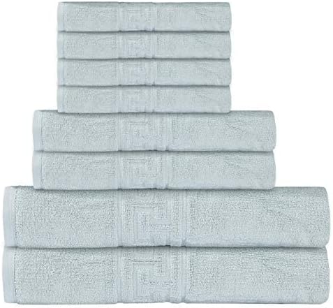 8 Piece Towel Set 100% Egyptian Cotton 600 GSM | 2 Bath Towels | 2 Hand Towels | 4 Washcloths - Duck Egg