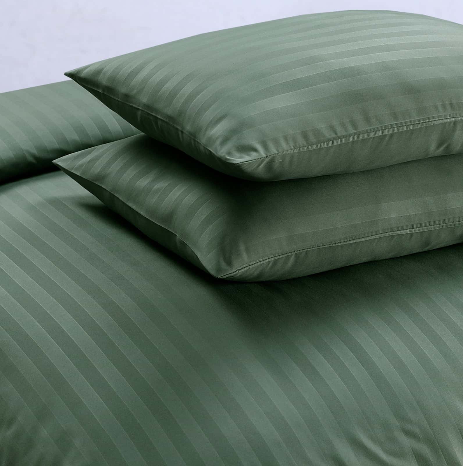 All sizes green stripe duvet and pillowcase set