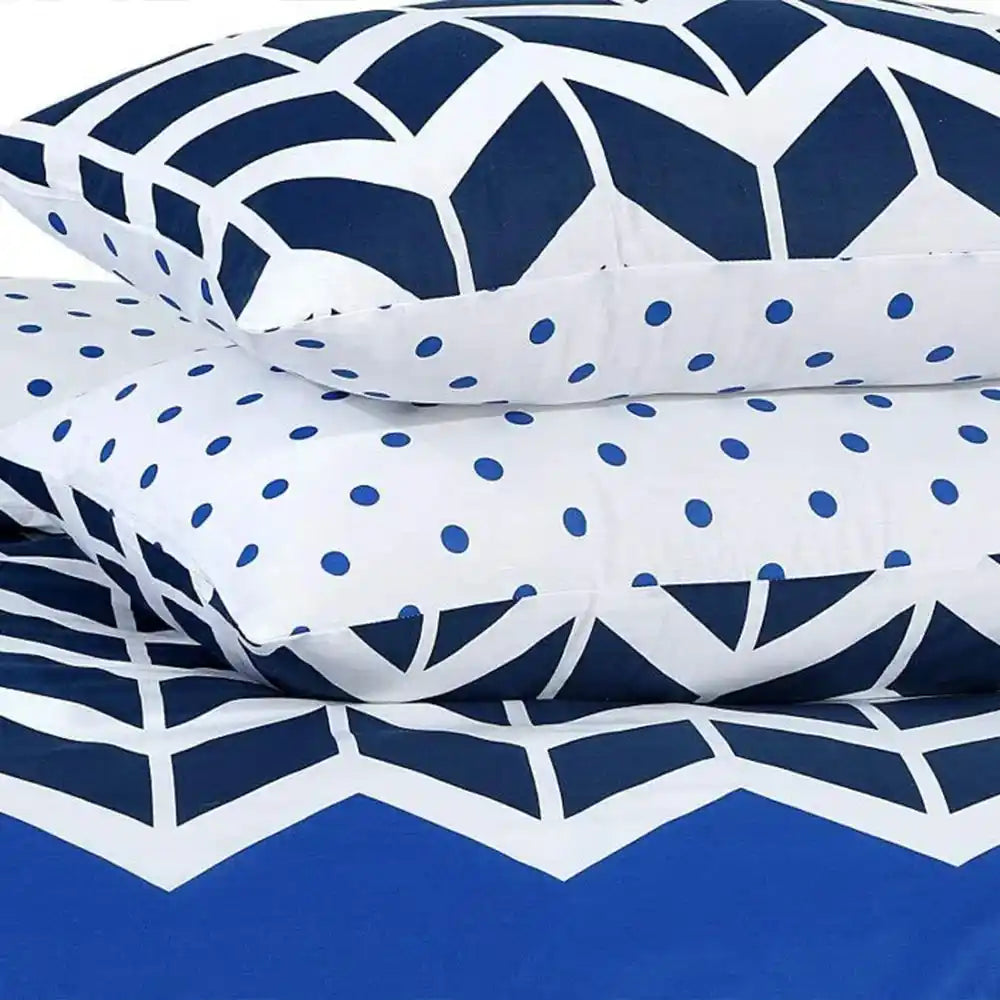 Blue & White Chevron Bedding Set – Polycotton Luxury