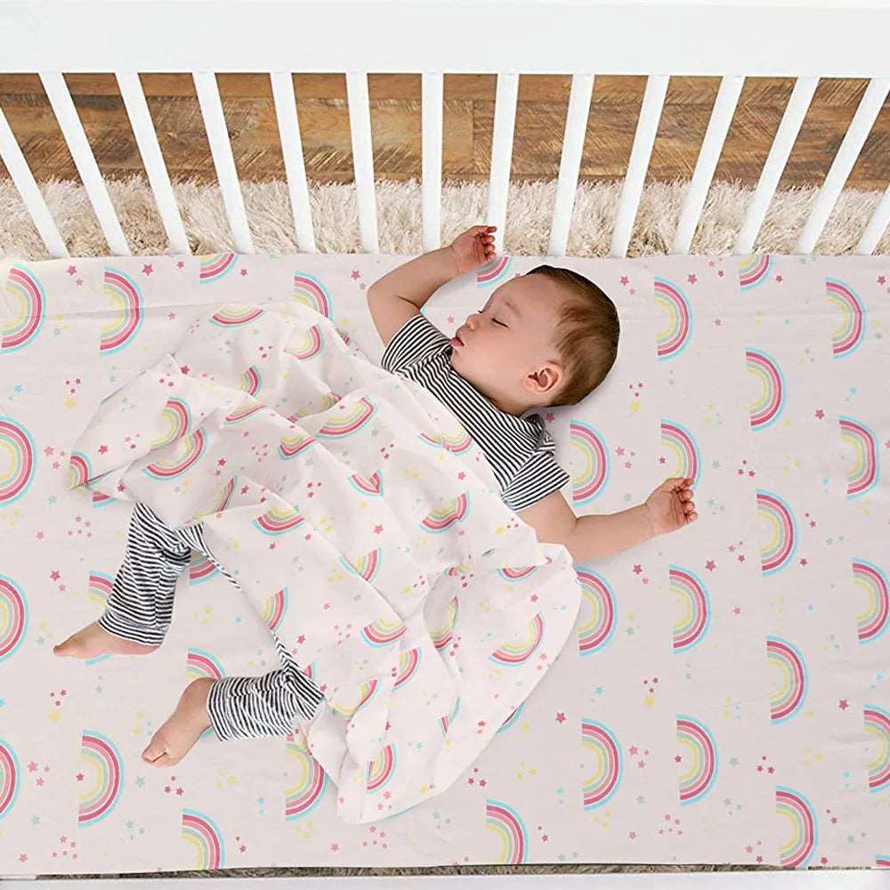 rainbow cot bed sheets
