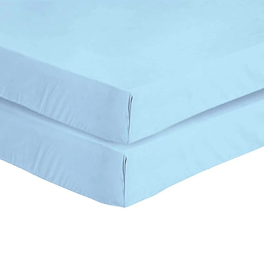 200 TC Egyptian Cotton Sky Blue Cot Bed Sheets Online
