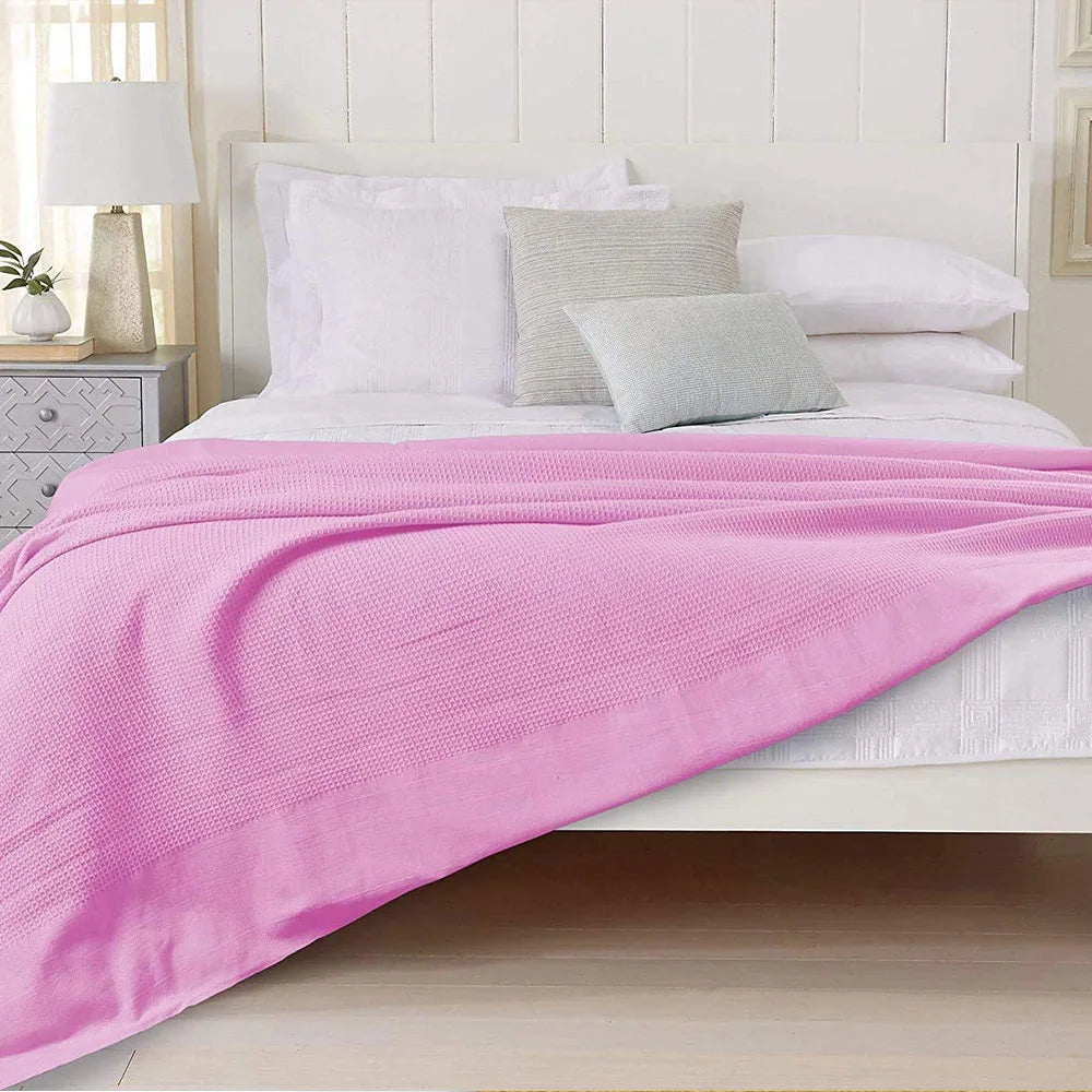 Soft and 100% Cotton Waffle Weave Thermal Blanket
