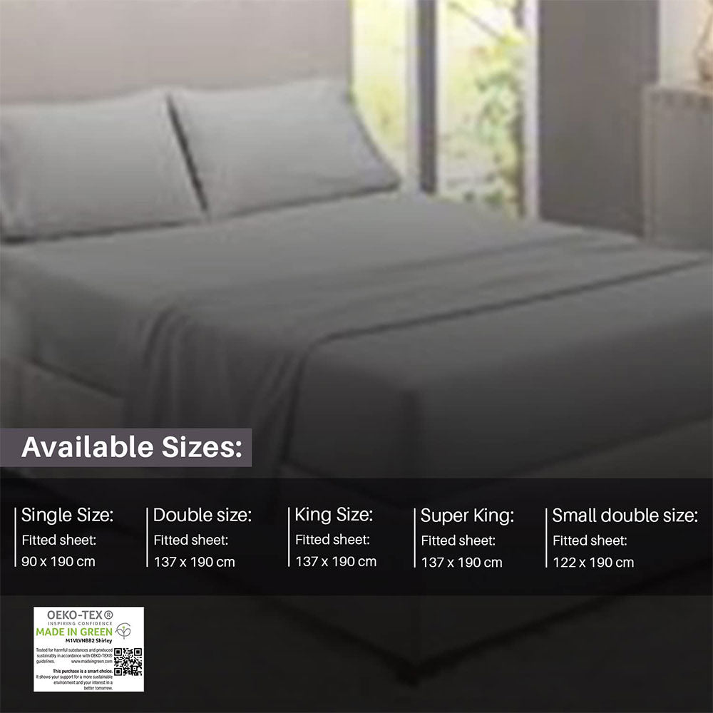 Soft and Durable Deep Fitted Silver Bed Sheets - 30cm/12" Depth MODAWAVE