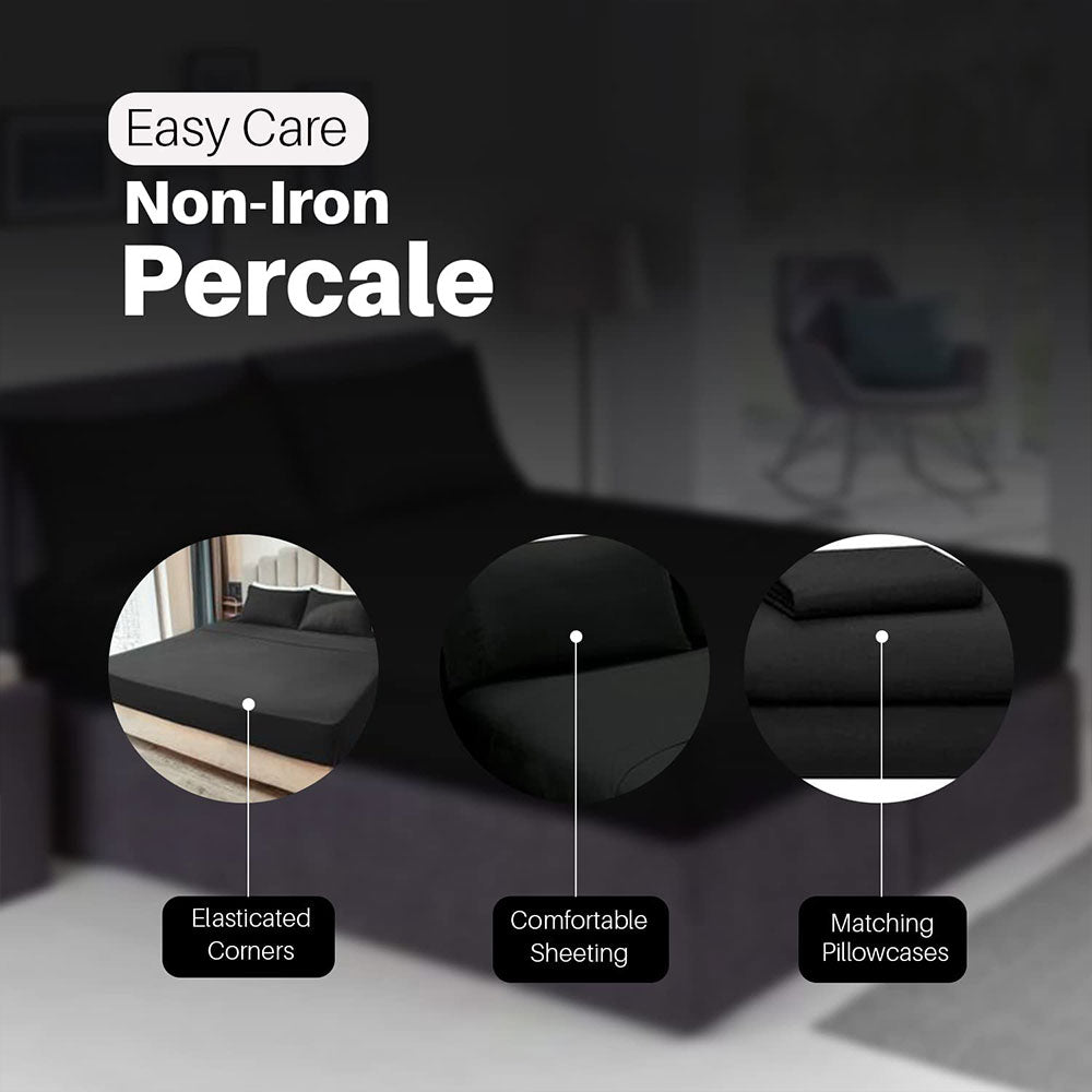 Soft and Easy Care Deep Black Bed Sheets - 30cm/12" Depth MODAWAVE