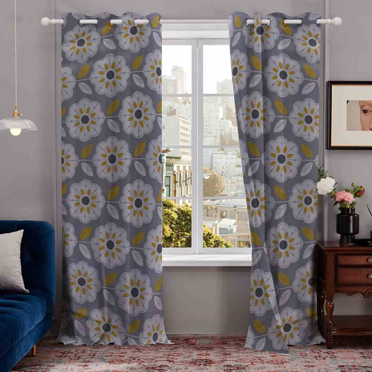 MODAWAVE Heavy Thick Blackout Curtains Eyelet Ring Top Pair with Tie Back - Daffodil