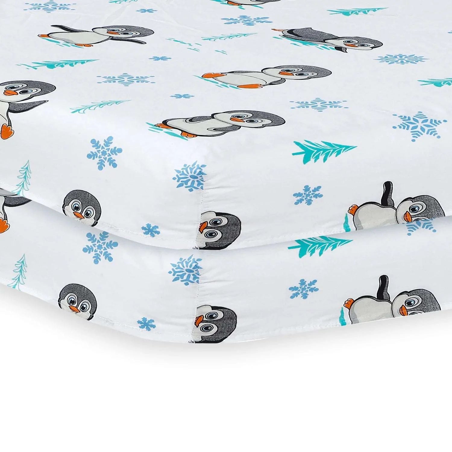 Easy Care Best Fitted Cot Bed Sheets - penguin print - Pack of 2