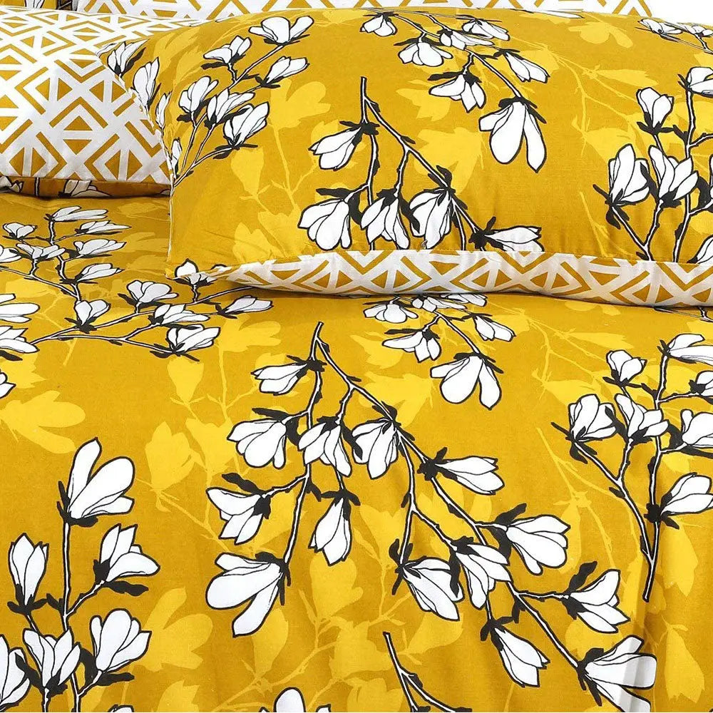 Easy care polycotton spring mustard bedding set