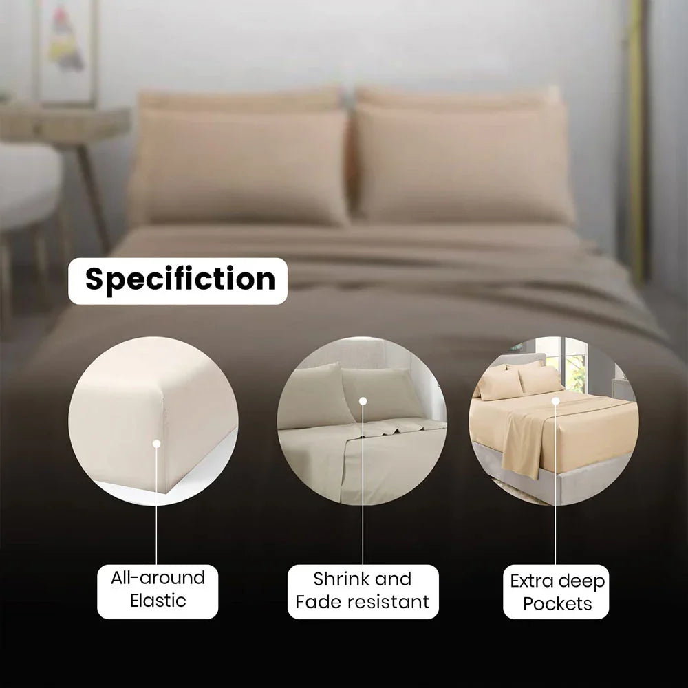Extra Deep Fitted Beige  Sheets