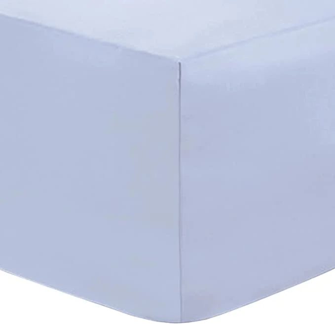 Extra Deep Fitted Sky Blue Bed Sheets - Soft & Easy Care - 16"/40CM