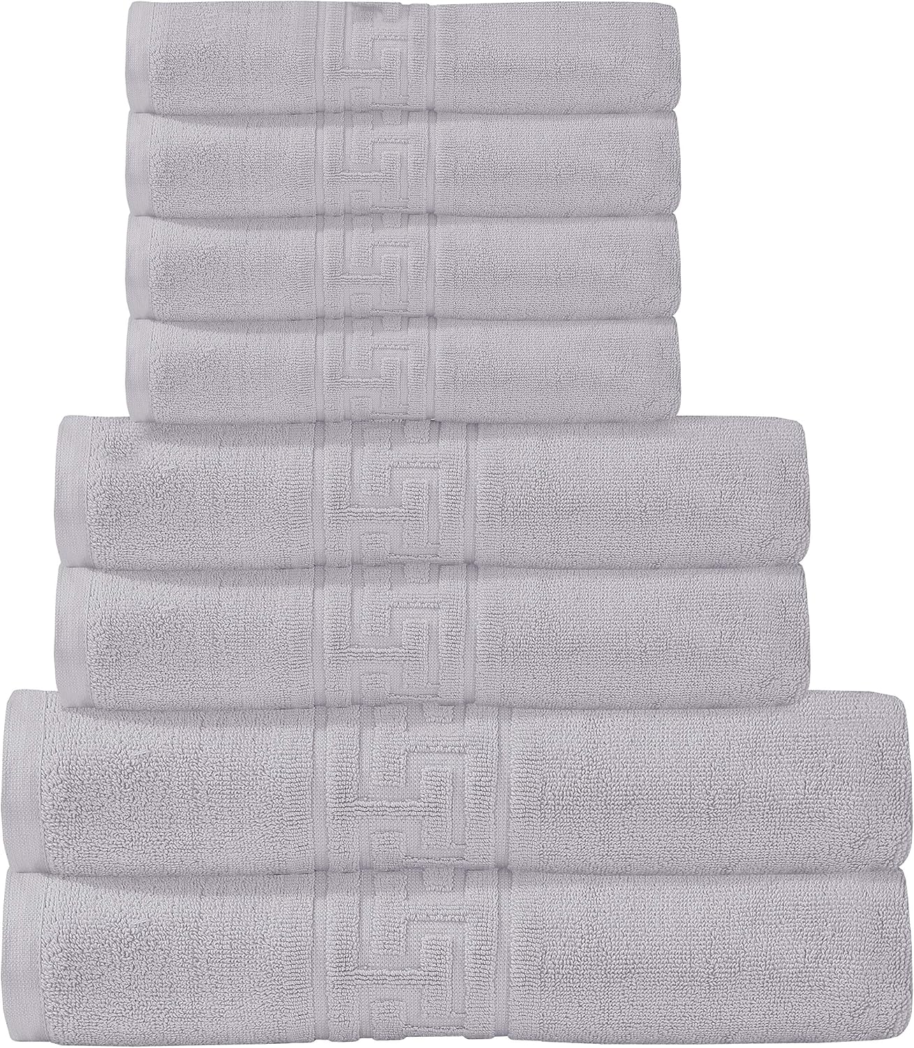 Hotel Luxury 8pc 600 GSM Egyptian Cotton Towel Set – Silver