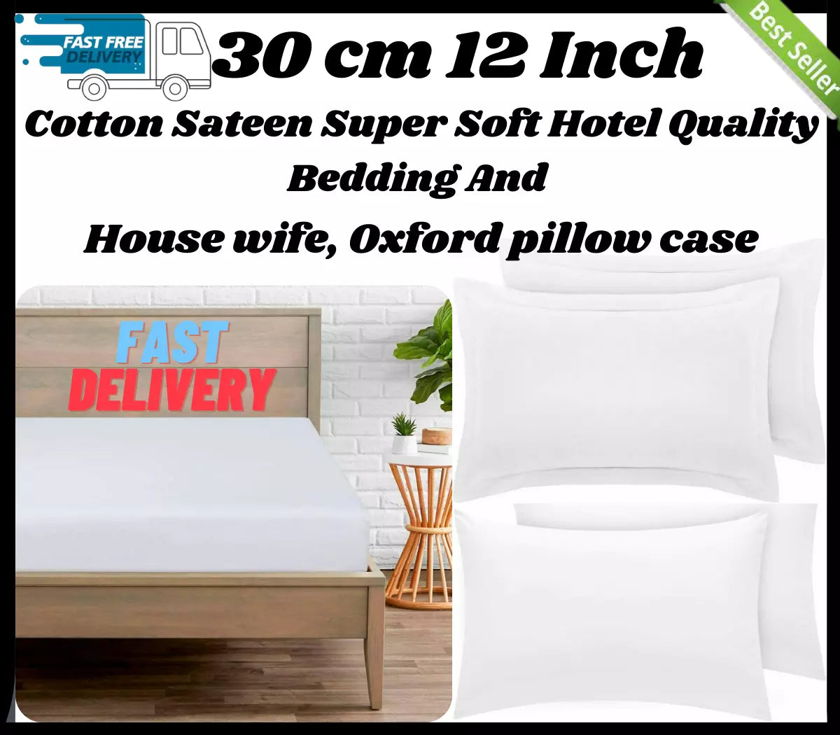 Luxury 800 Thread Count Egyptian Cotton Fitted Sheets - (30cm, White)