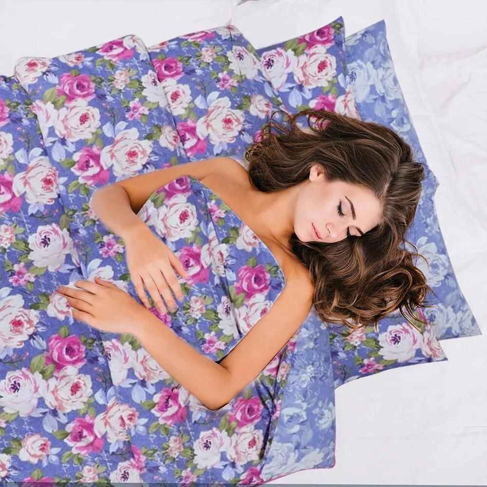 Luxury Egyptian cotton duvet cover blue floral