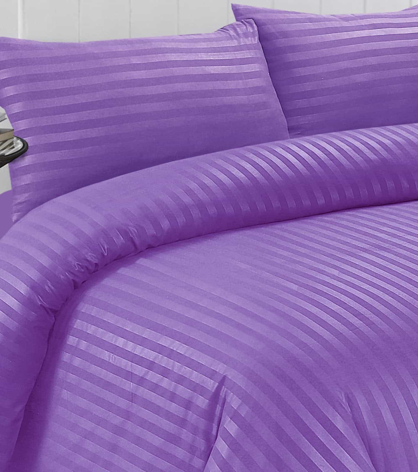 Luxury Striped Duvet Cover Set Purple