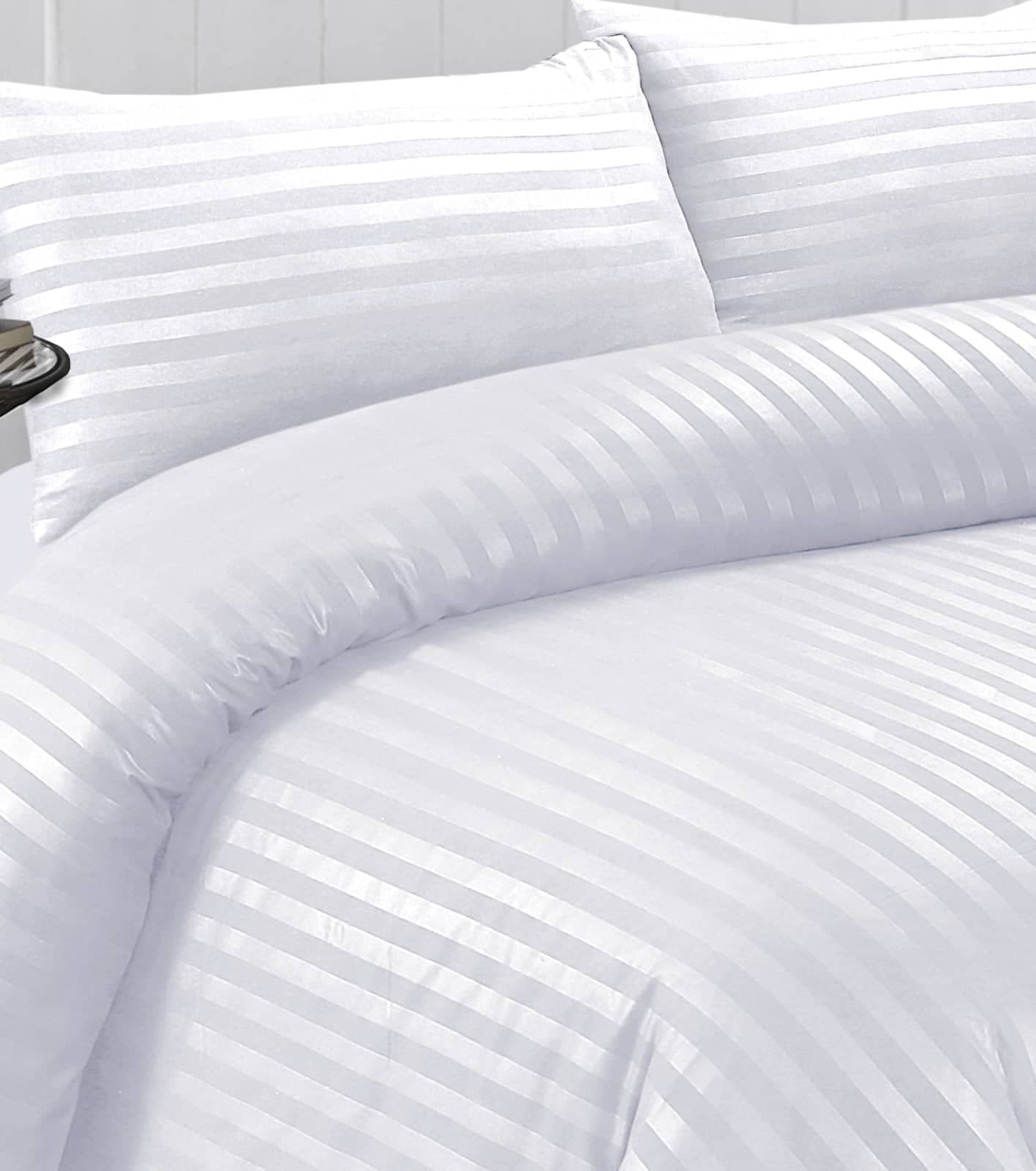 Luxury Stripes Bedding Set – Duvet & Pillowcases White