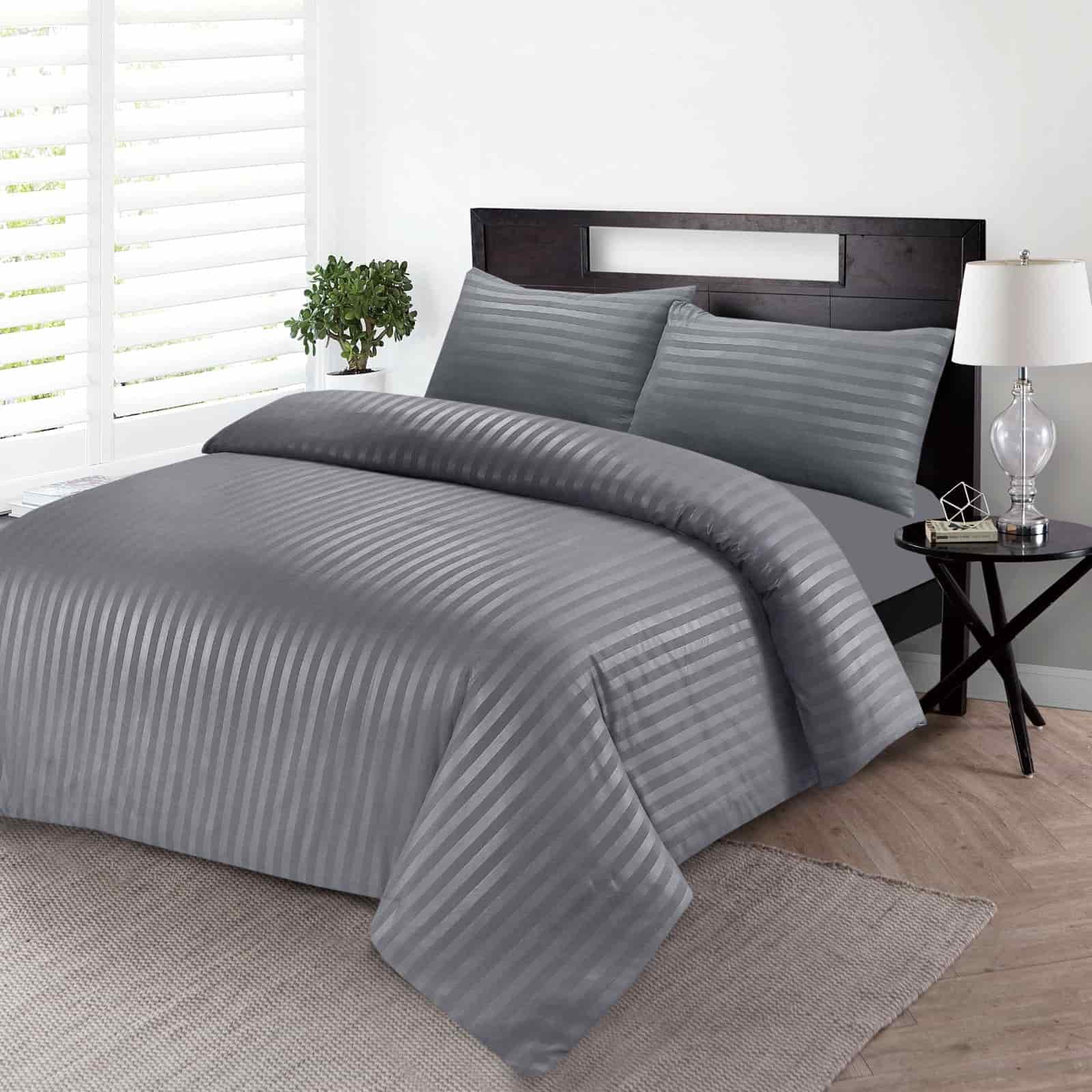 Luxury Stripes Bedding Set – Grey Duvet & Pillow Covers