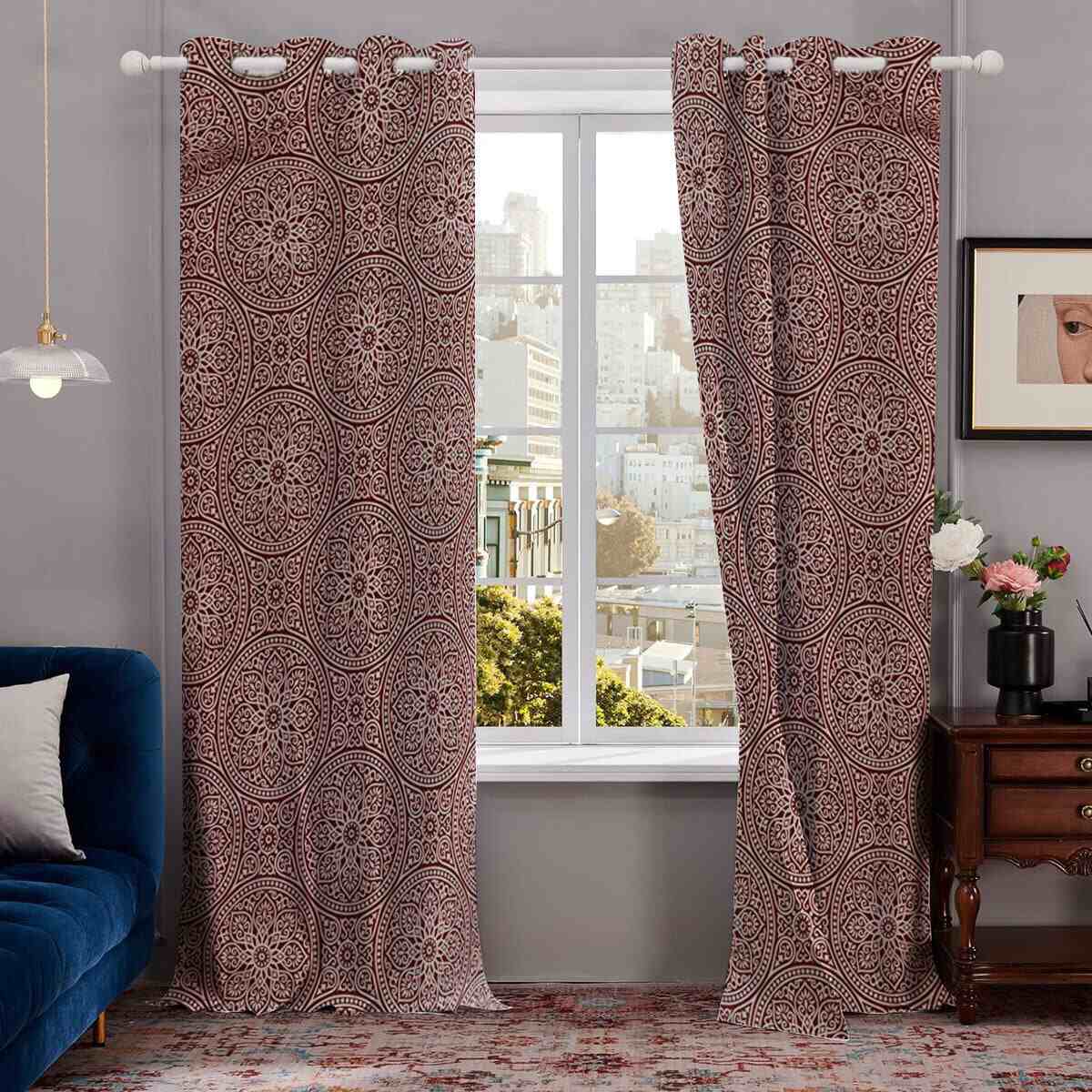 MODAWAVE Heavy Thick Blackout Curtains Eyelet Ring Top Pair with Tie Back - Julliet Red