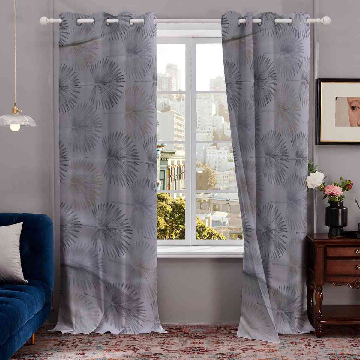 MODAWAVE Heavy Thick Blackout Curtains Eyelet Ring Top Pair with Tie Back - Tropica