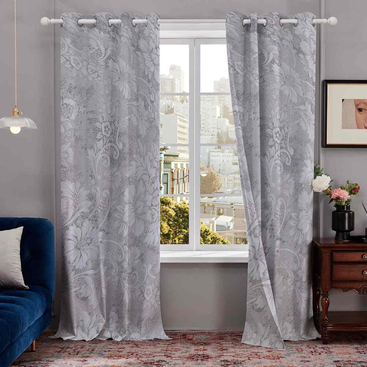 MODAWAVE Heavy Thick Blackout Curtains Eyelet Ring Top Pair with Tie Back - Versaille Silver