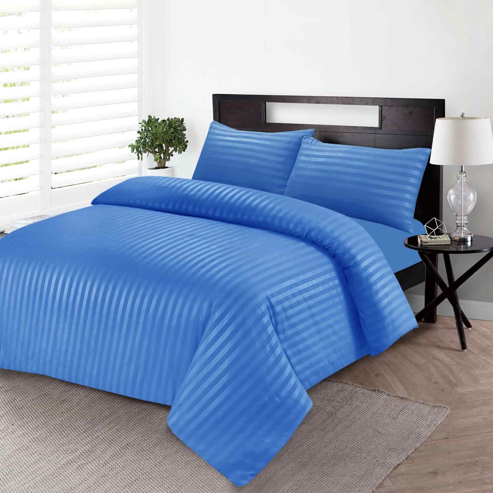 Mid Blue Striped Duvet Covers - Pillow Cases & Bedding Sets