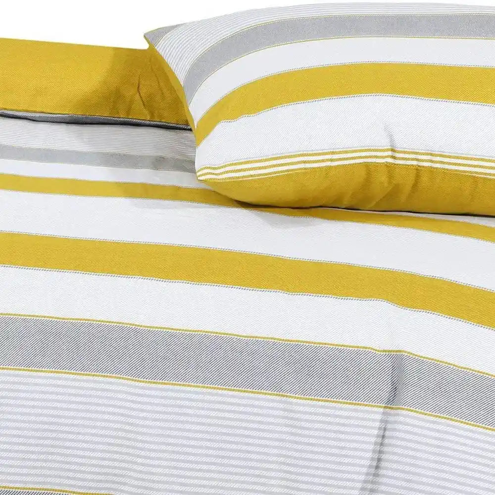Mustard & Grey Polycotton Duvet Cover Set