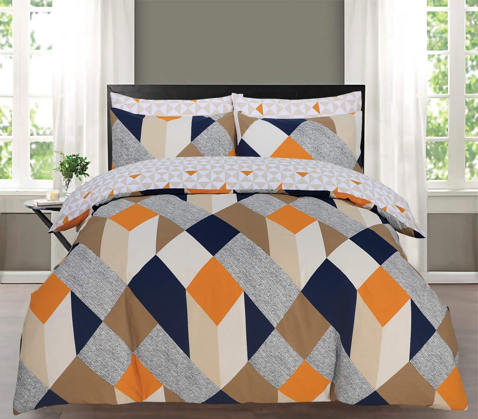 Pure Cotton Printed Duvet Cover Set - Premium Quality - Geometric 3D