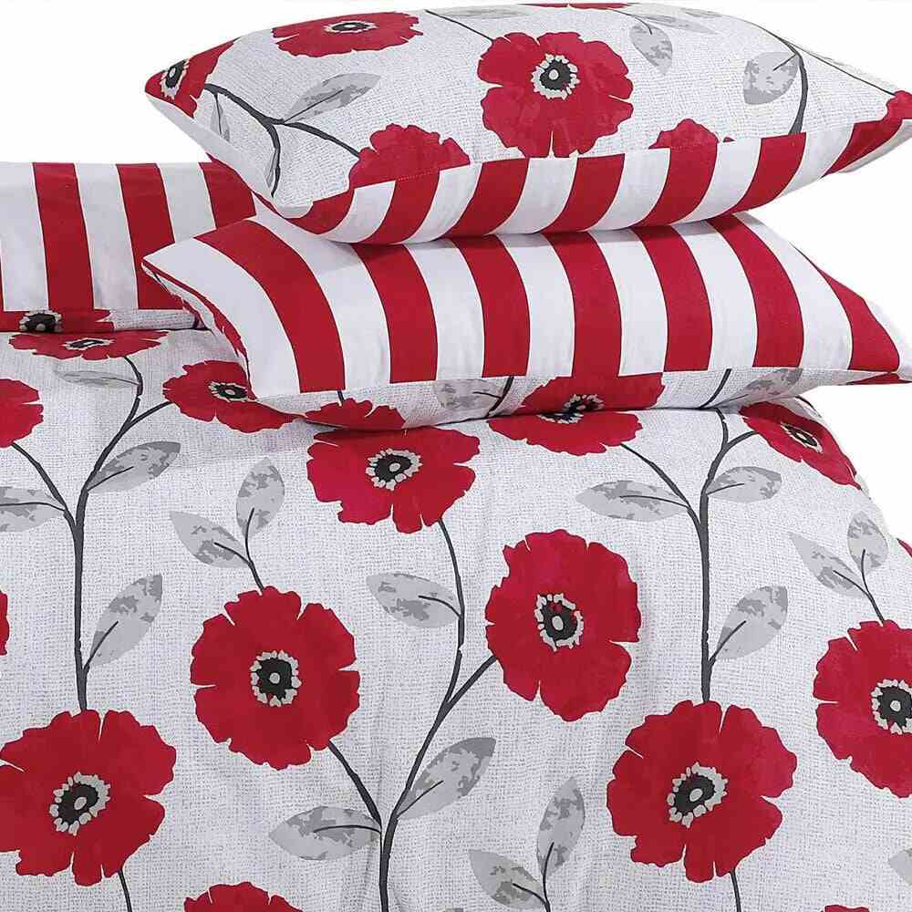 Red blossom print duvet cover set