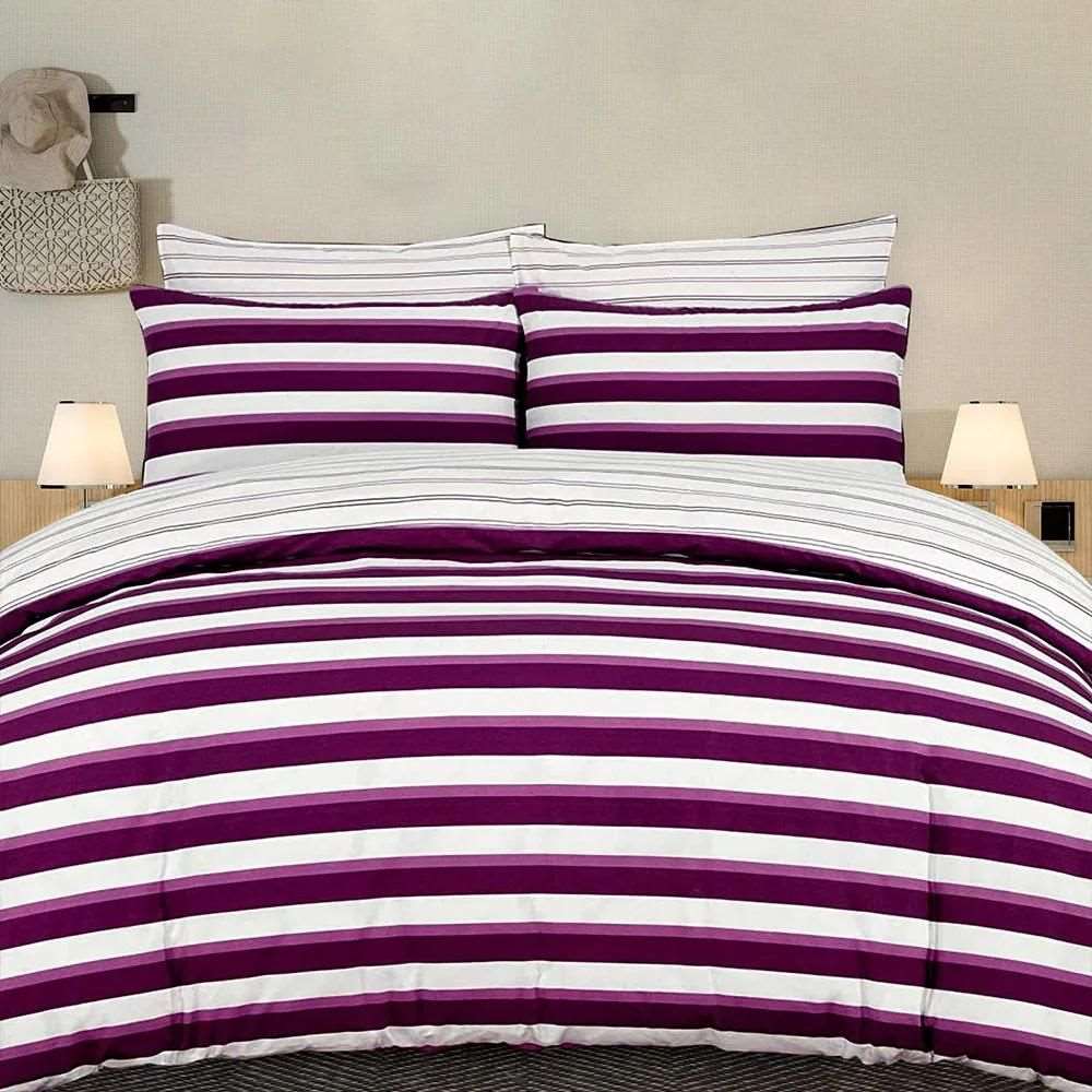 Shop Purple Striped Duvet Cover Set, 100% Cotton | Modawave