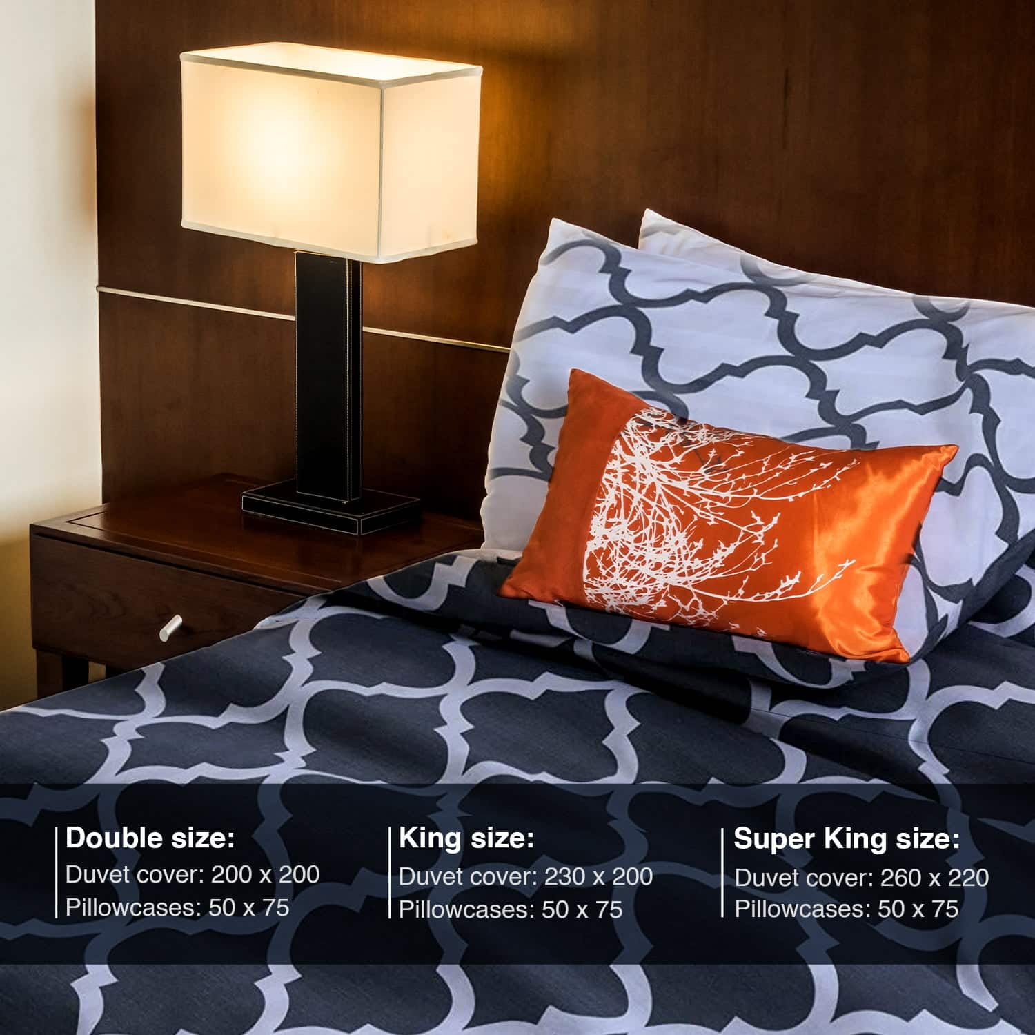 Spades printed grey cotton duvet cover set and pillow cases