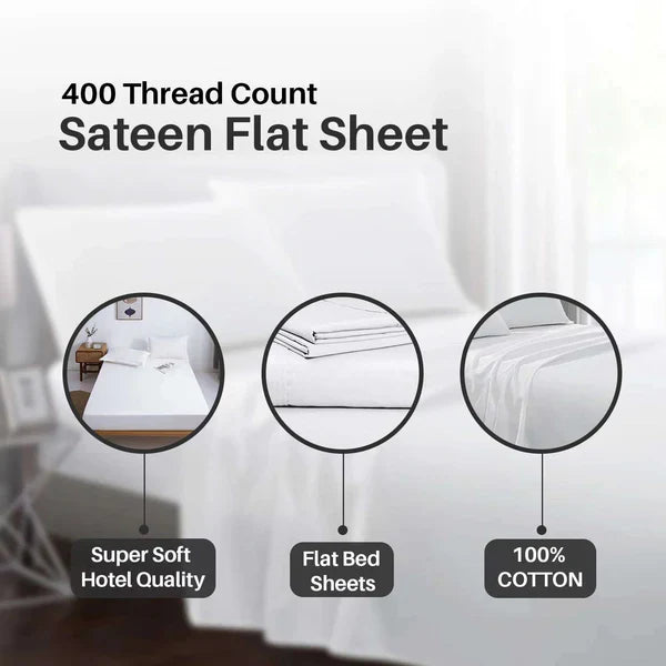 400 Thread Count 100% Egyptian Cotton Flat Bed Sheets