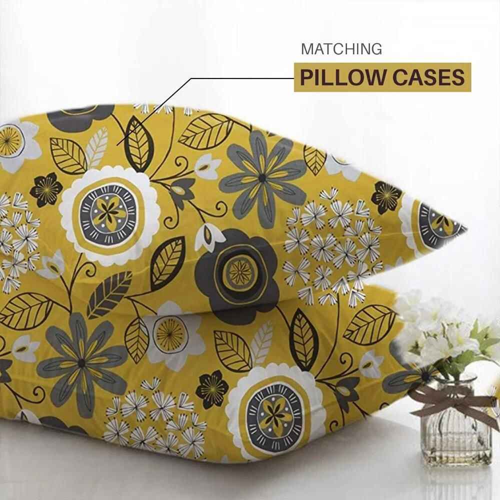 best egyptian cotton duvet cover in mustard and pillow cases