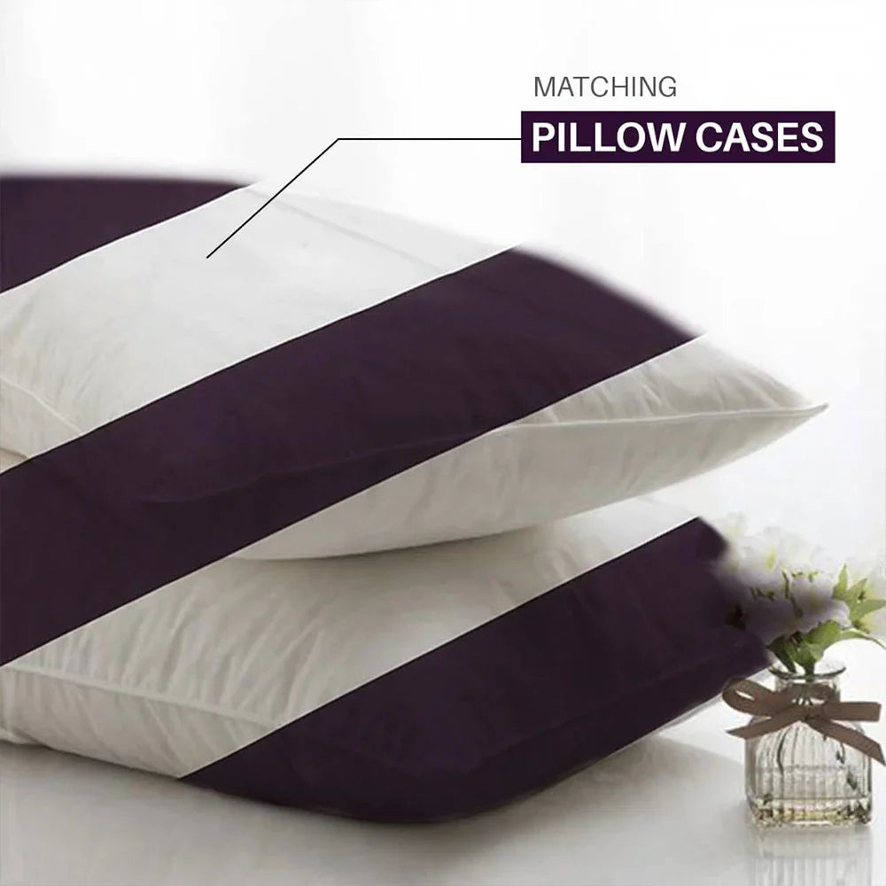 best egyptian cotton striped duvet cover aubergine and matching pillow cases