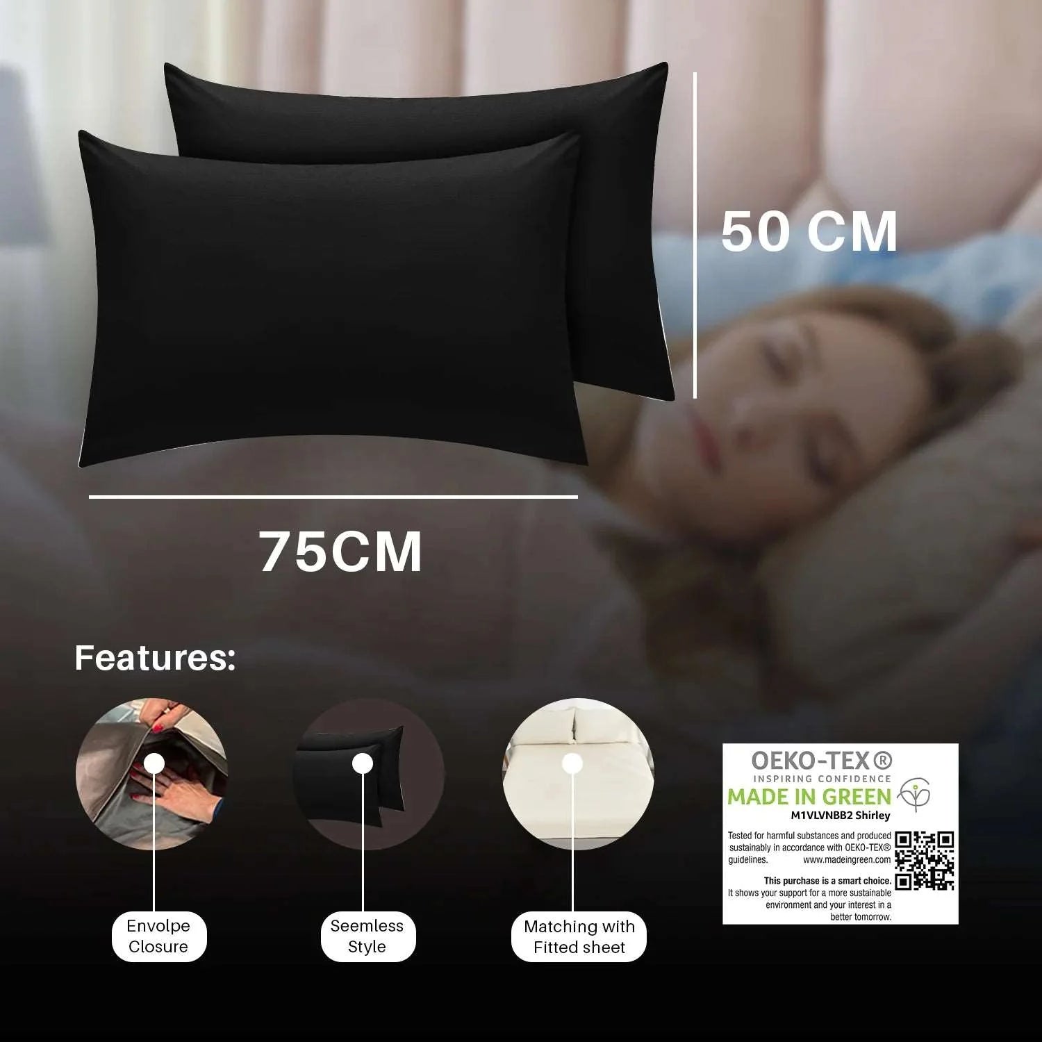 black superking pillow cases