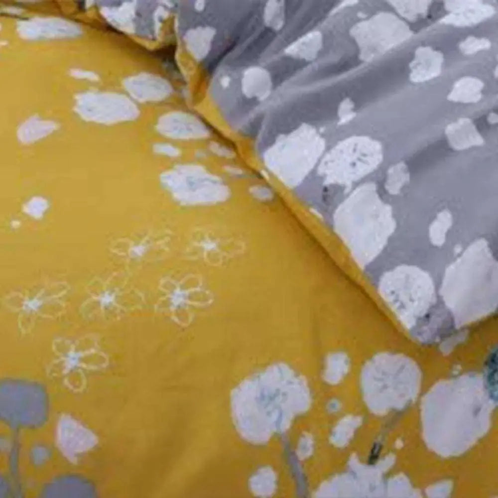 blossom mustard print duvet cover in cotton fabric
