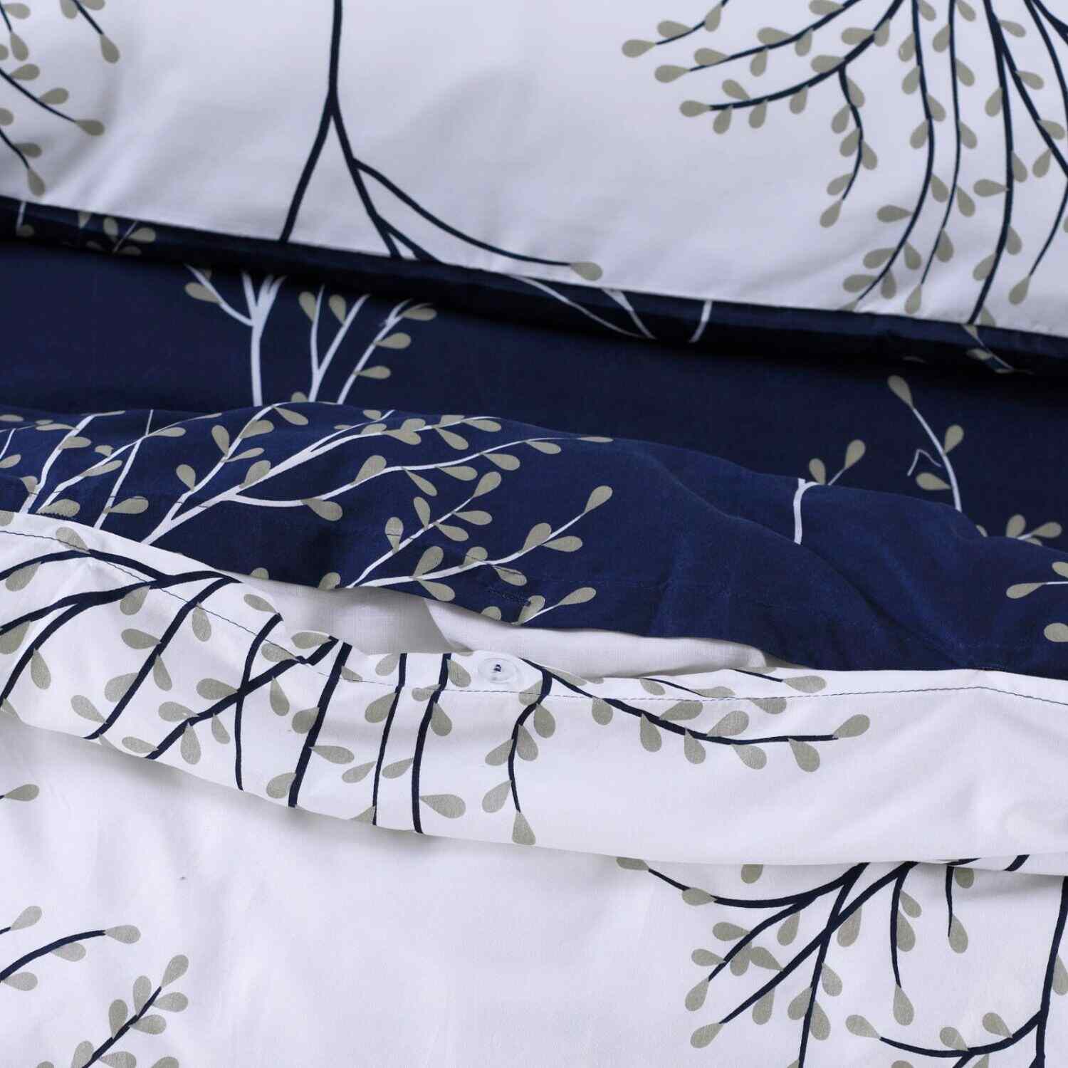blue botanical print duvet cover bedding set