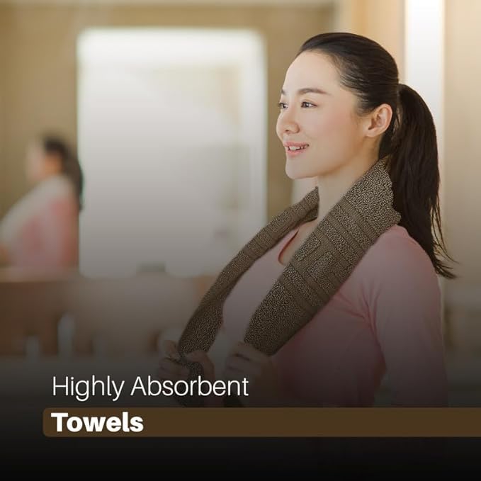 8 Piece Towel Set 100% Egyptian Cotton 700 GSM | 2 Bath Towels | 2 Hand Towels | 4 Washcloths - Brown
