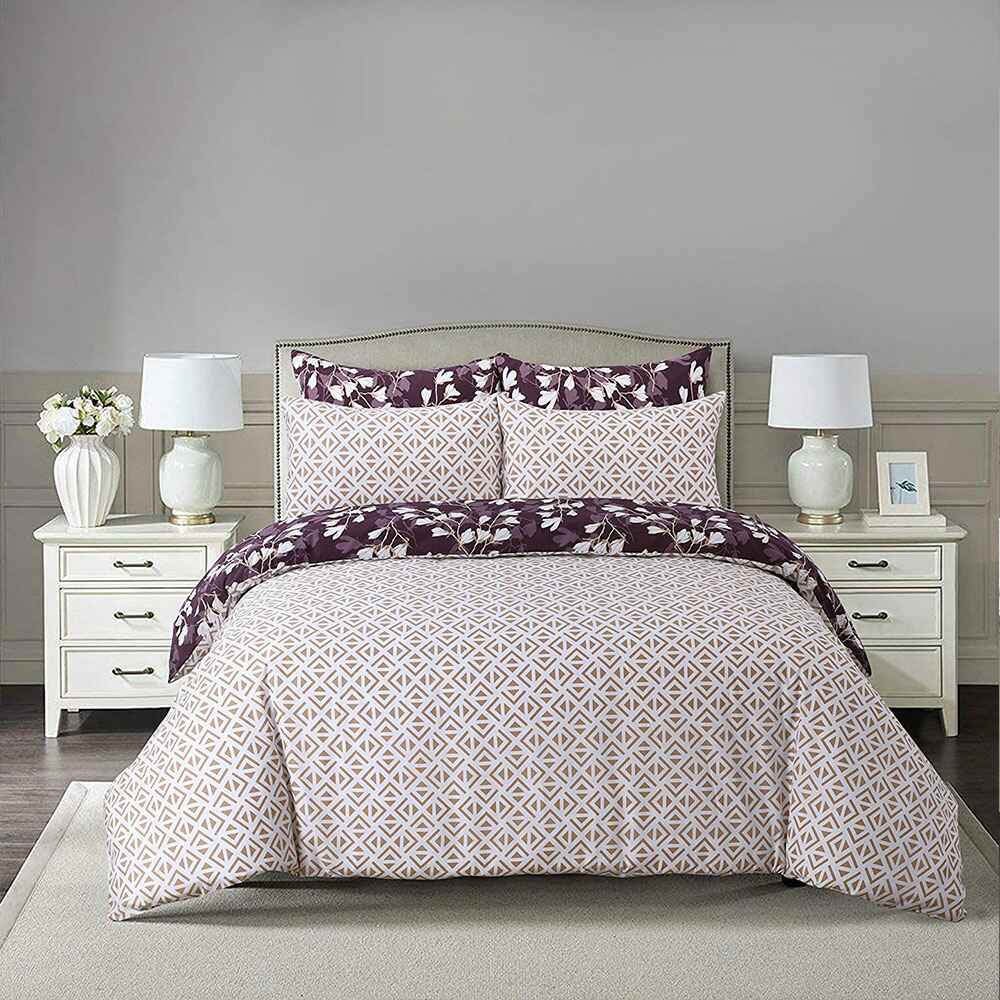 floral spring purple reversible duvet cover set