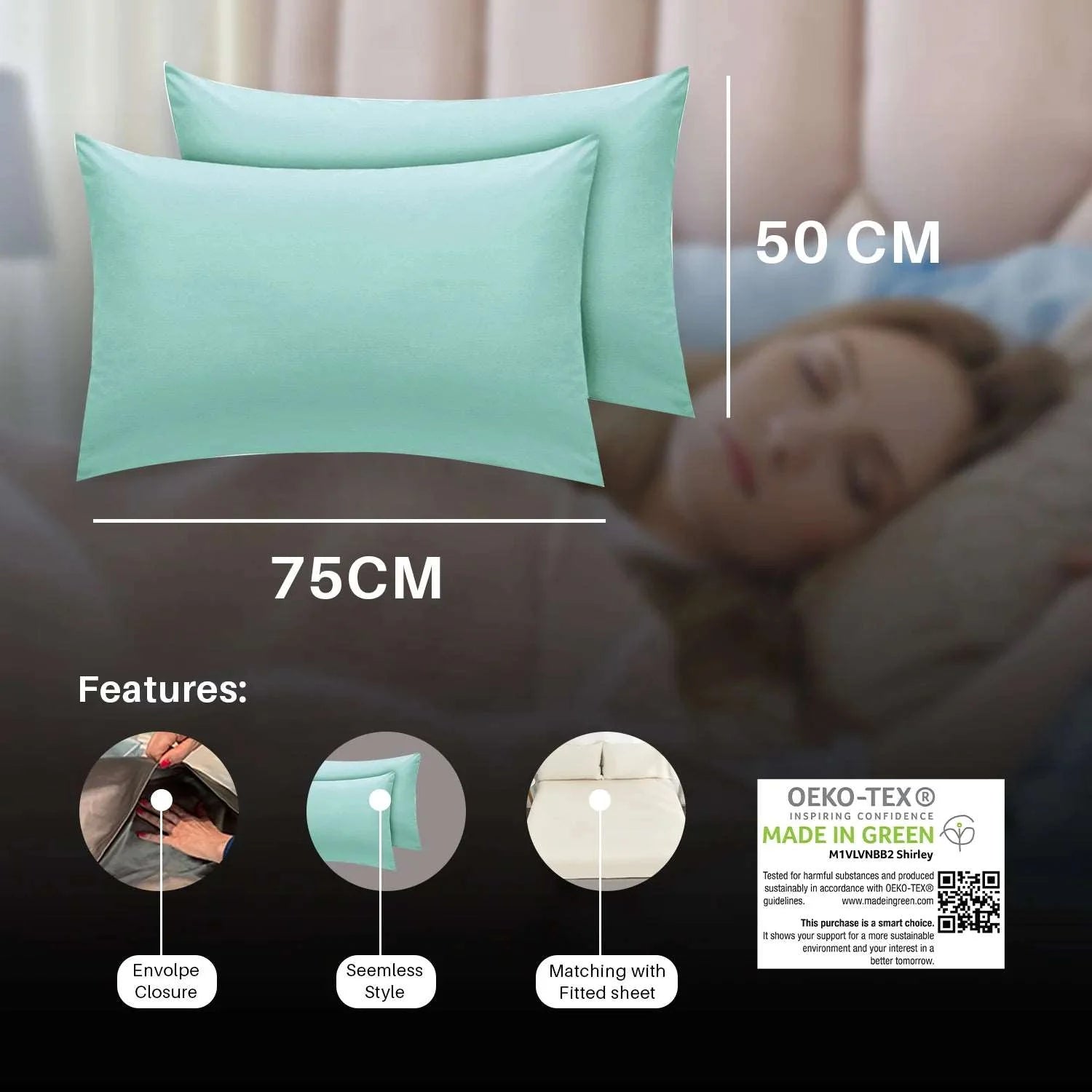 Percale Duck Egg Blue Pillow Cases