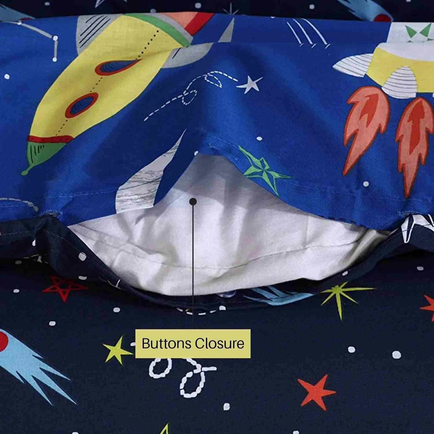 100% Cotton Kid's Complete Bed Sets with Matching Bedsheets - Space Blue