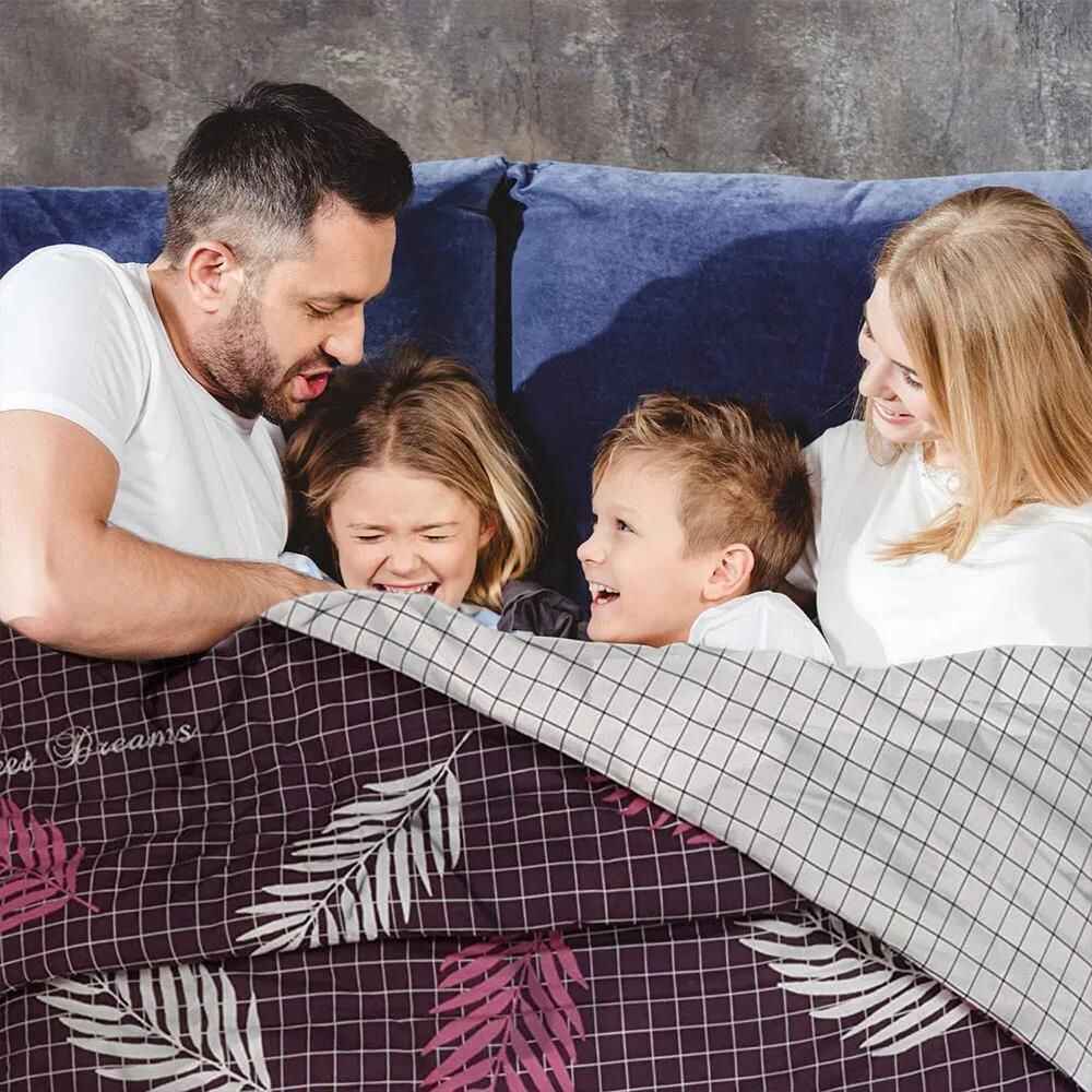 luxury aubergine printed bedding set in pure cotton