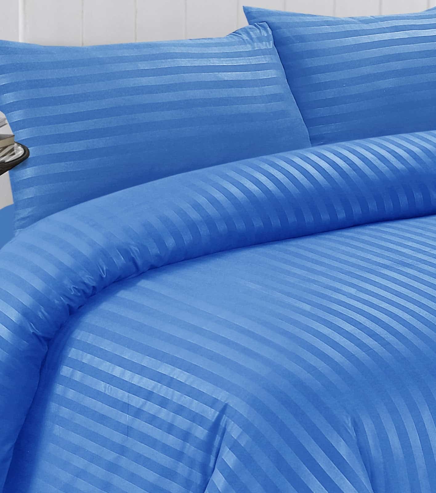 luxury striped duvet cover set mid blue