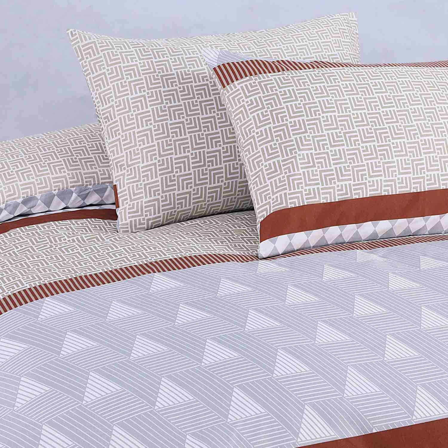 modern geometric duvet cover set with fitted sheet and pillowcases