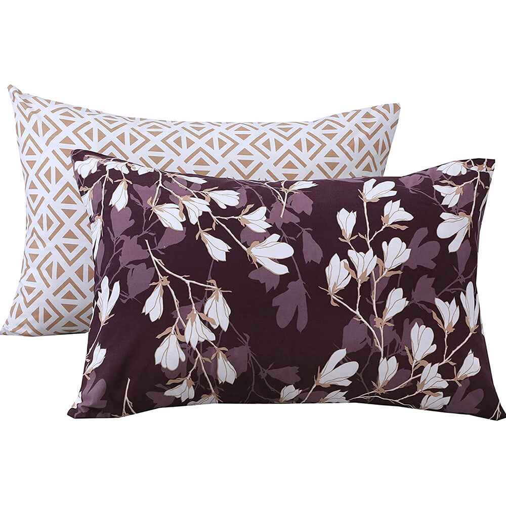 modern printed duvet cover in purple shades and Pillow cases