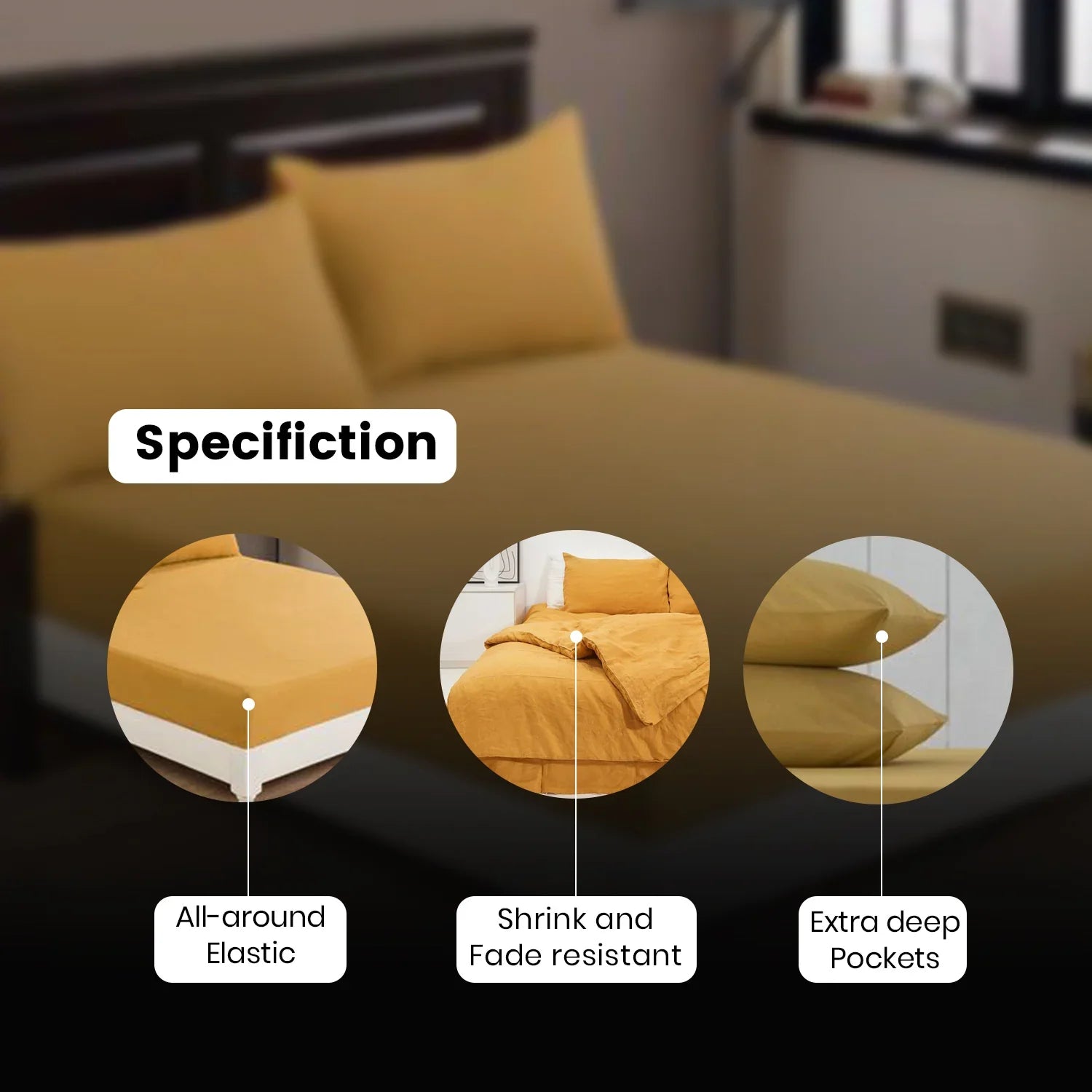 mustard deep fitted sheet
