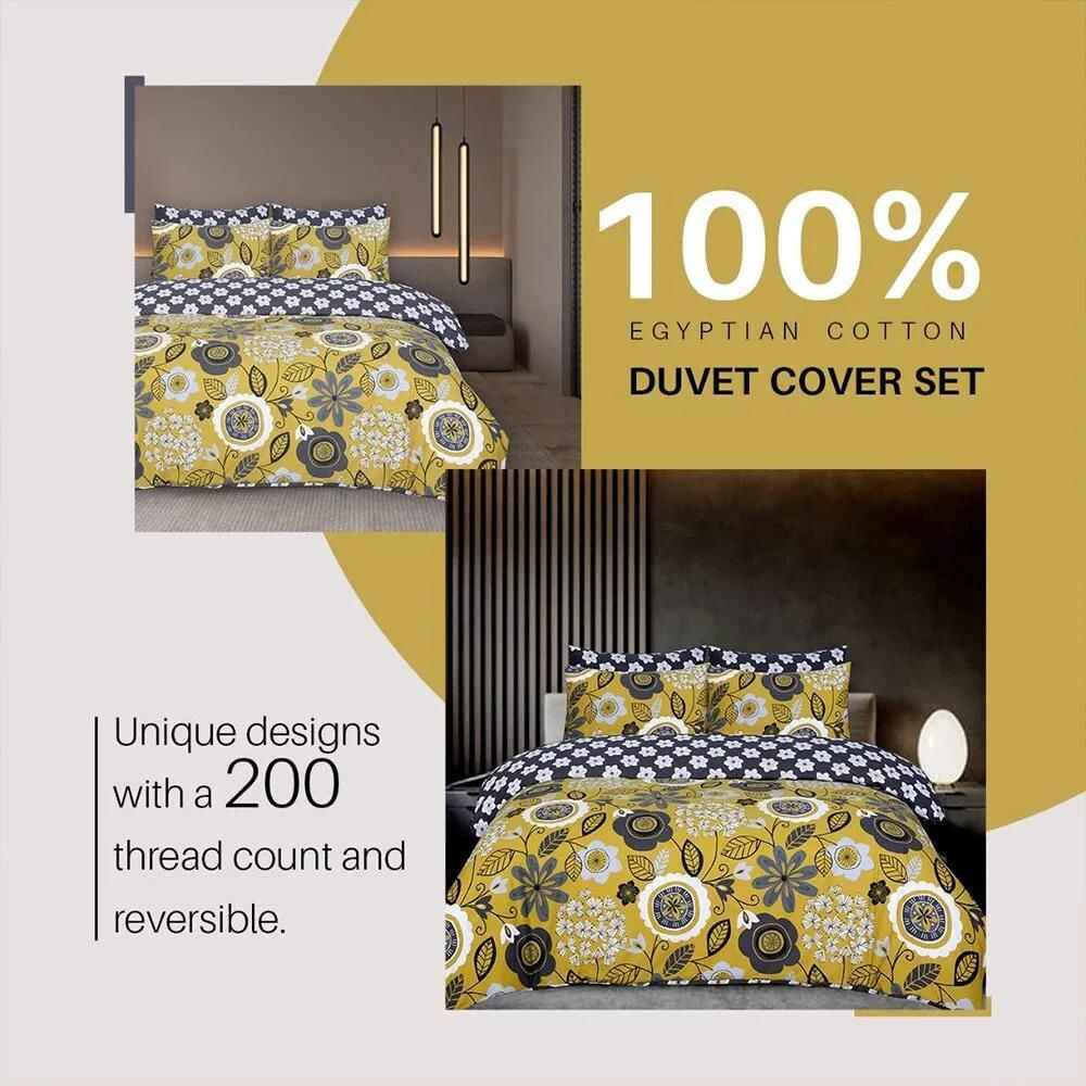 mustard duvet set with pillowcases