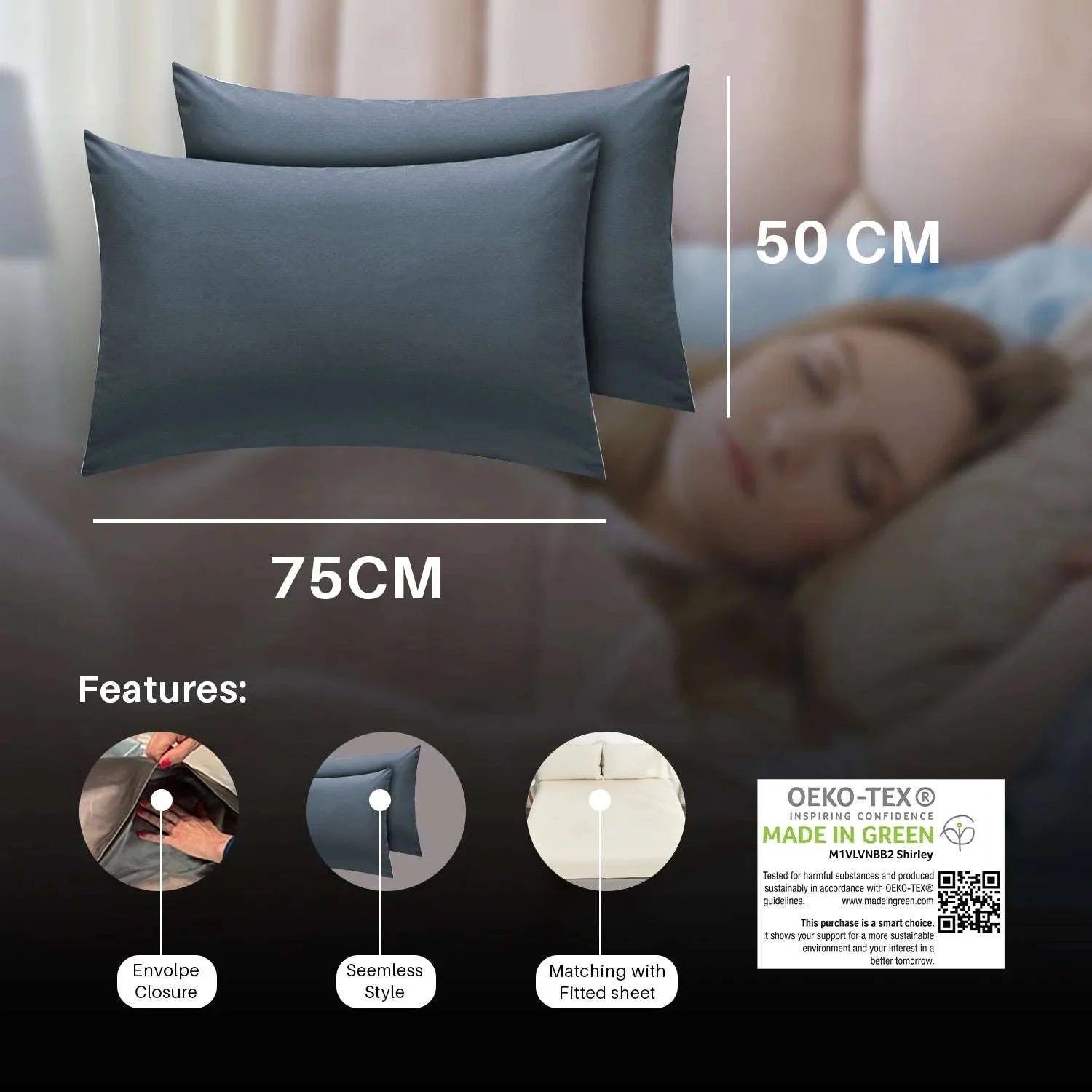 Percale Purple Pillow Cases