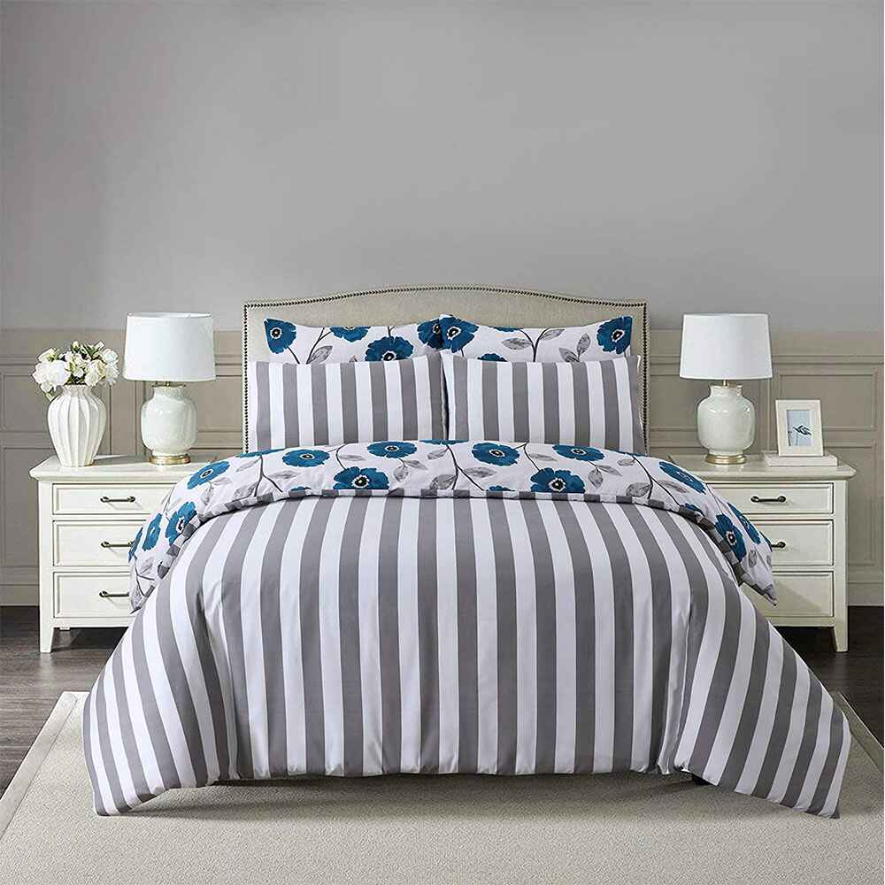 printed polycotton bedding set with floral design